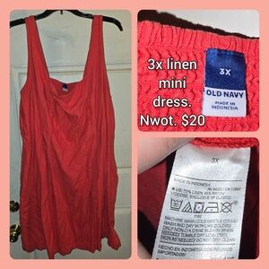 Old Navy Vibrant Red Linen Dress